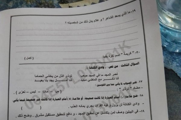 شاهد نموذج كامل| حل امتحان العربي تالته اعدادي محافظة المنوفية 2026